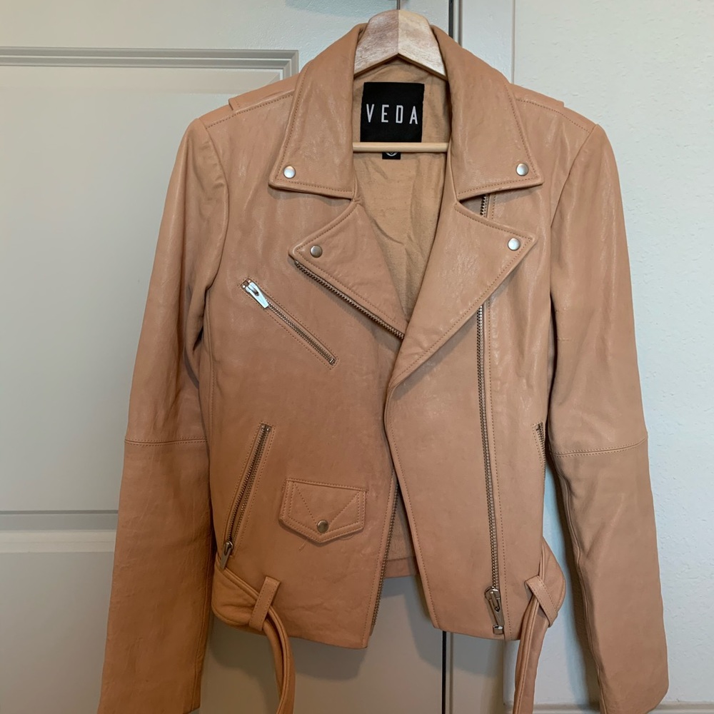 Veda Jayne pink leather jacket
